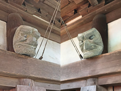 本堂に飾られている天狗のお面