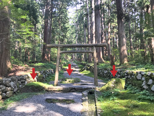参道鳥居下にある3つの石