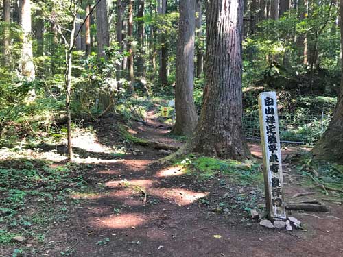 白山禅定道の登山口
