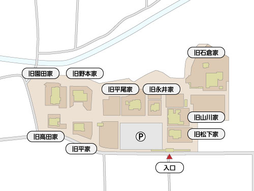 金沢湯涌江戸村内の施設配置
