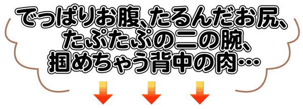でっぱりお腹、たるんだお尻、たぷたぷの二の腕、掴めちゃう背中の肉・・・