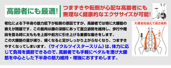 つまずきや転倒が心配な高齢者にも無理なく健康的なエクササイズが可能！