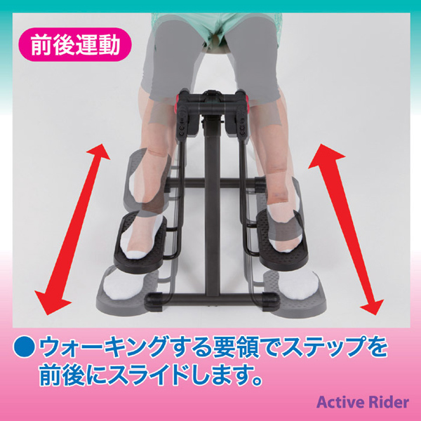 うぉーきんぐする要領でステップを前後にスライドします