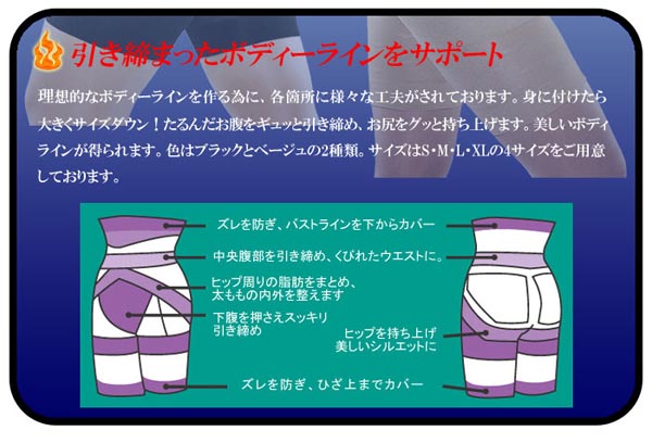引き締まったボディラインをサポート