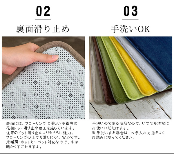 裏面滑り止め　手洗いOK