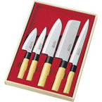 和包丁/調理器具 【5本セット】 ステンレス 木箱入り 『中村孝明』 〔台所 キッチン レストラン〕